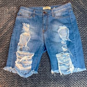 Denim ripped shorts